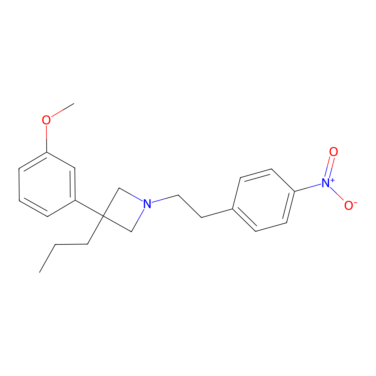 Azetidine, 3-(m-methoxyphenyl)-1-(p-nitrophenethyl)-3-propyl- molecular structure, CAS 19832-42-9