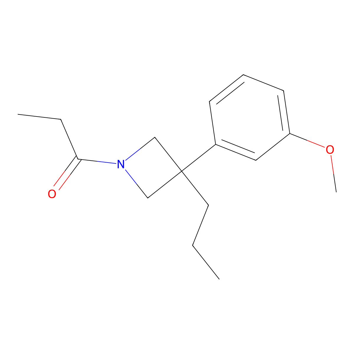 Azetidine, 3-(m-methoxyphenyl)-1-propionyl-3-propyl- molecular structure, CAS 19832-48-5