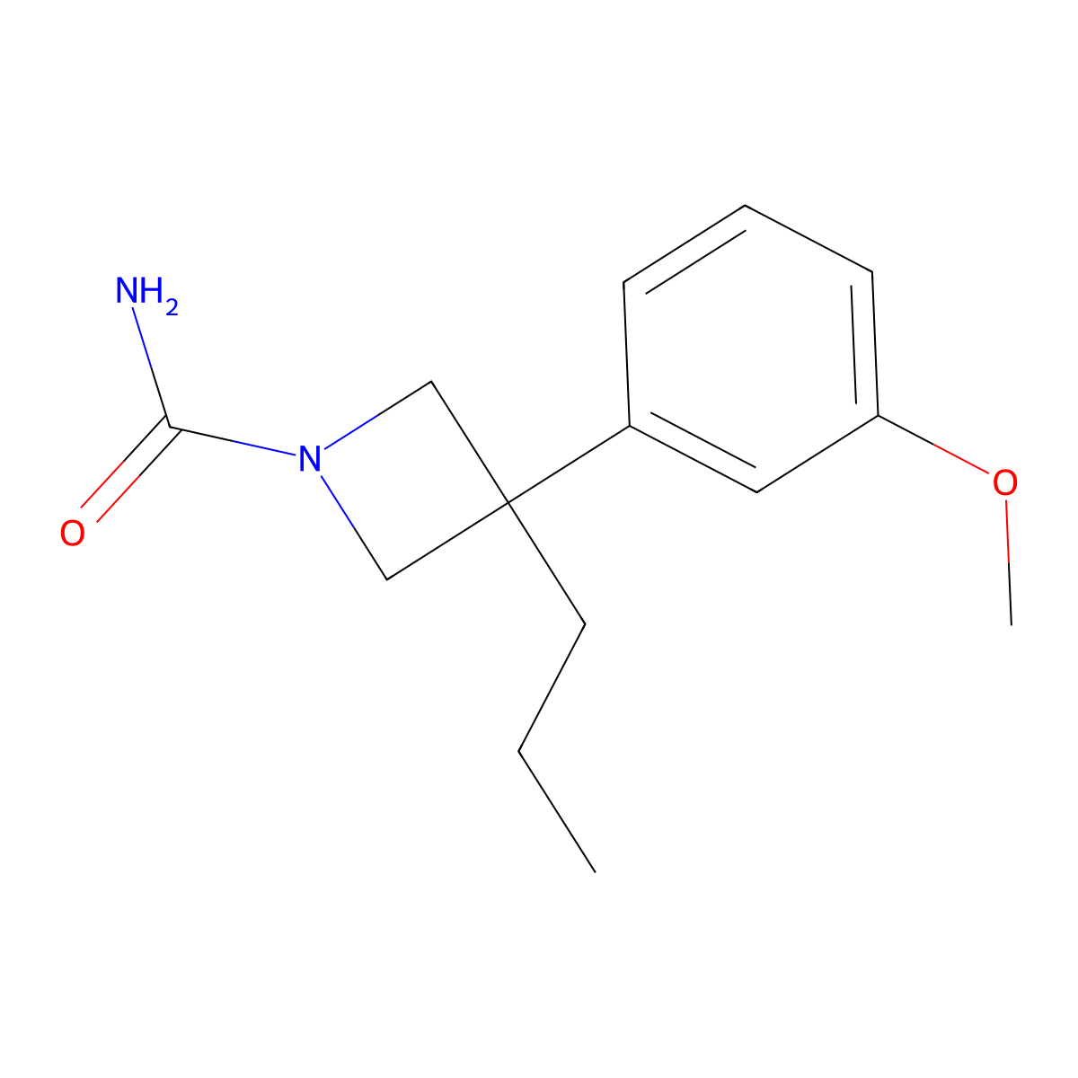 Azetidine, 1-carbamoyl-3-(m-methoxyphenyl)-3-propyl- molecular structure, CAS 19832-50-9