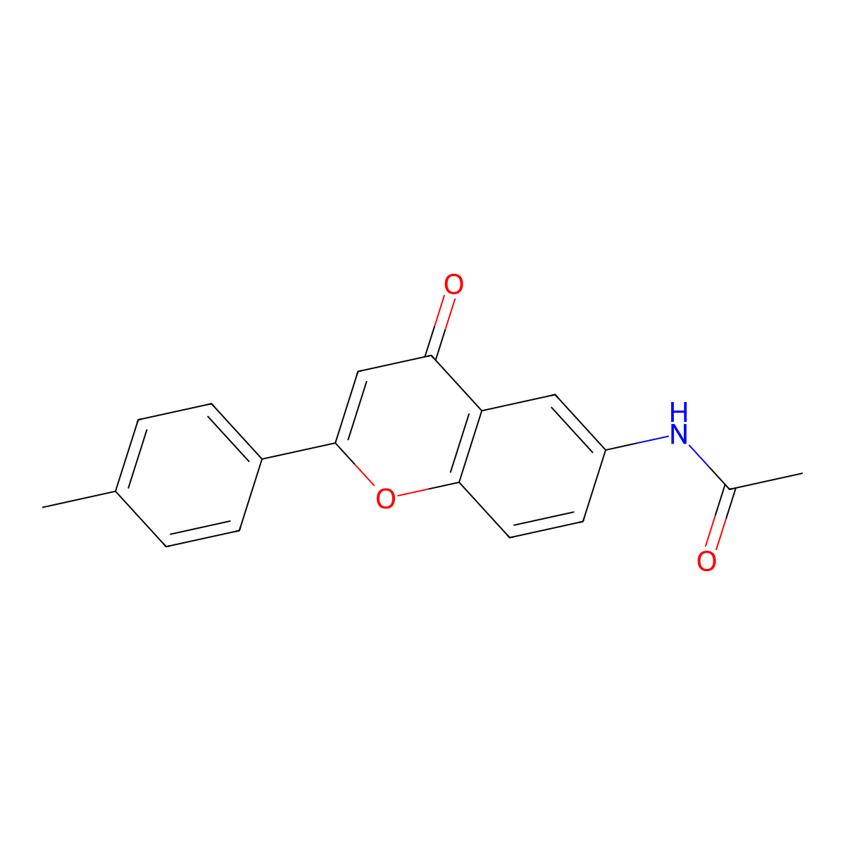 N-[2-(4-methylphenyl)-4-oxochromen-6-yl]acetamide molecular structure, CAS 198329-82-7