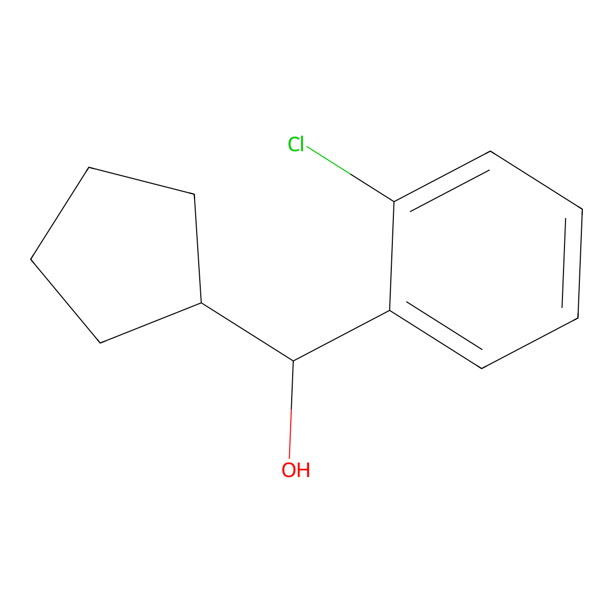 (2-Chlorophenyl)(cyclopentyl)methanol molecular structure, CAS 19833-92-2