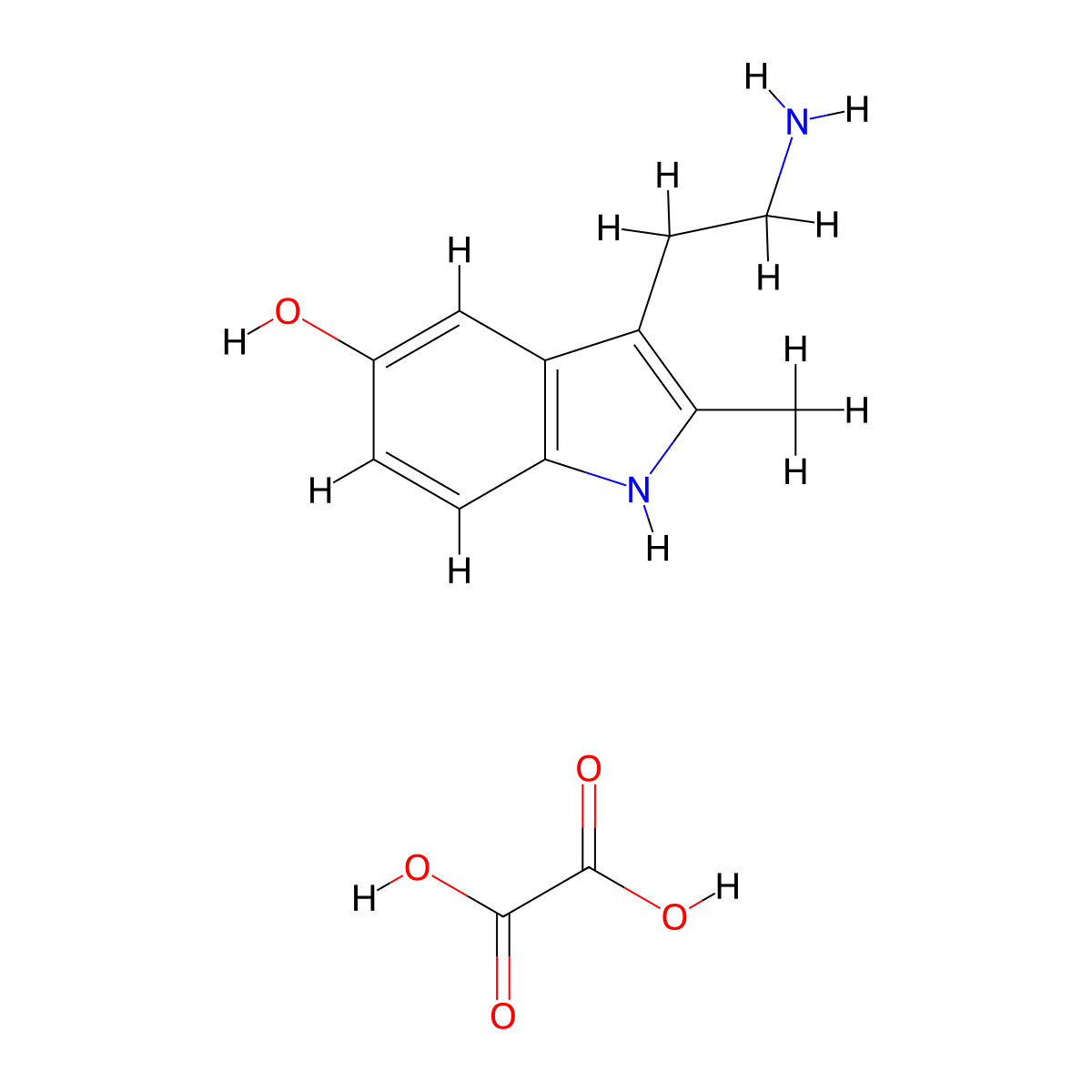 3-(2-aminoethyl)-2-methyl-1H-indol-5-ol; oxalic acid molecular structure, CAS 198333-17-4