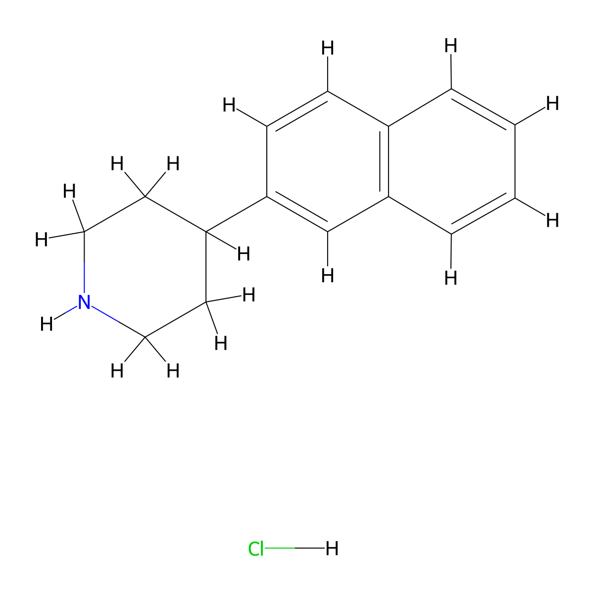 Piperidine, 4-(2-naphthalenyl)-, hydrochloride (1:1) molecular structure, CAS 198334-39-3