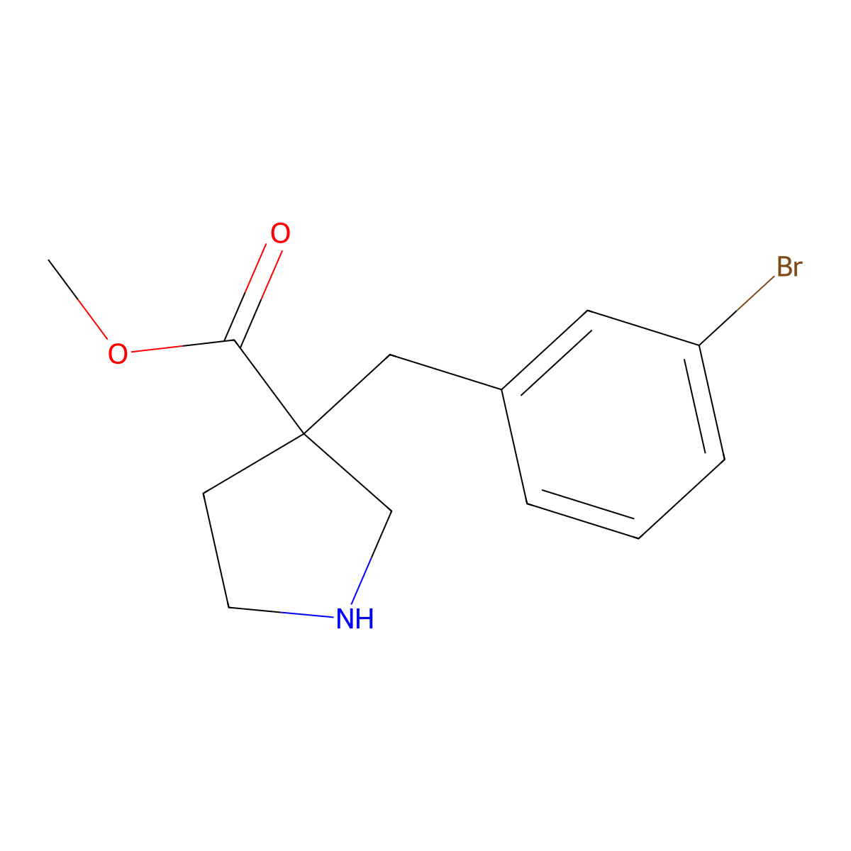 Methyl 3-[(3-bromophenyl)methyl]pyrrolidine-3-carboxylate molecular structure, CAS 1983384-14-0