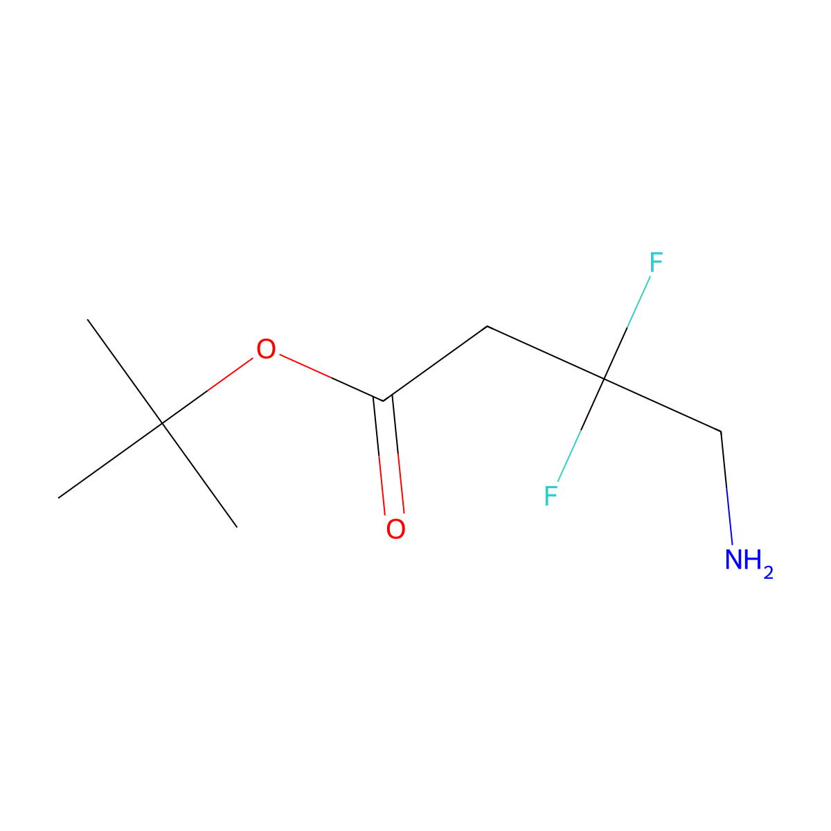 Tert-butyl 4-amino-3,3-difluorobutanoate molecular structure, CAS 1983384-45-7