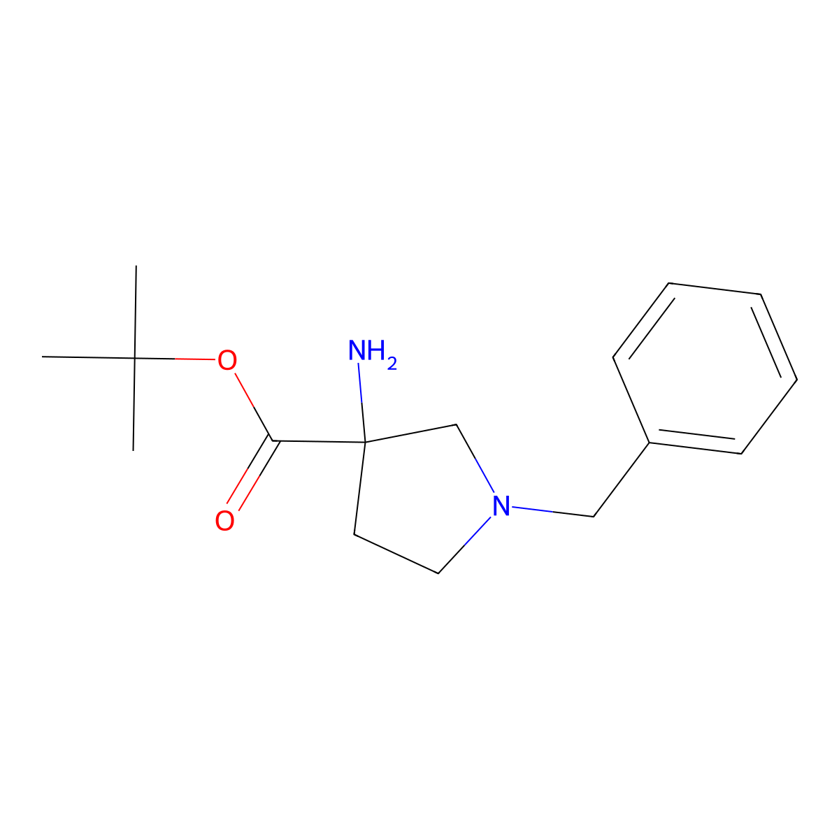 Tert-butyl 3-amino-1-benzylpyrrolidine-3-carboxylate molecular structure, CAS 1983384-57-1