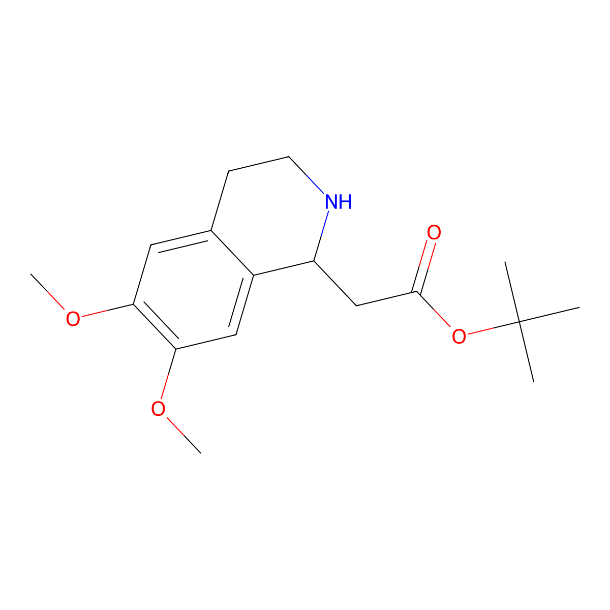 Tert-butyl 2-(6,7-dimethoxy-1,2,3,4-tetrahydroisoquinolin-1-yl)acetate molecular structure, CAS 1983384-62-8