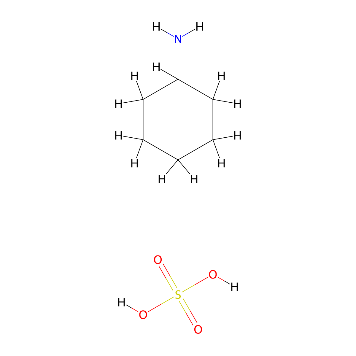 Cyclohexanamine, sulfate (1:1) molecular structure, CAS 19834-02-7