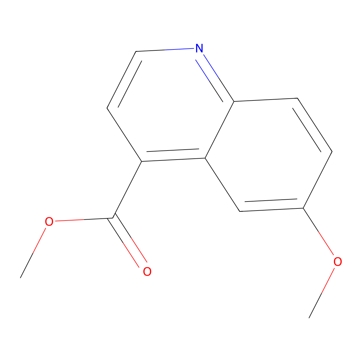 4-Quinolinecarboxylic acid, 6-methoxy-, methyl ester molecular structure, CAS 19834-77-6