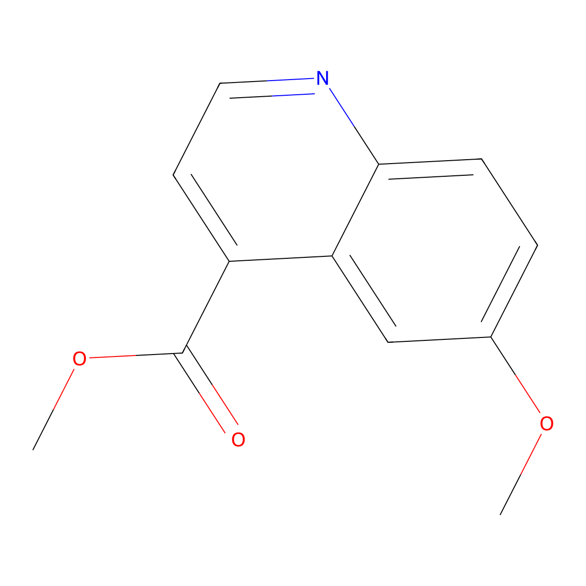 4-Quinolinecarboxylic acid, 6-methoxy-, methyl ester molecular structure, CAS 19834-77-6