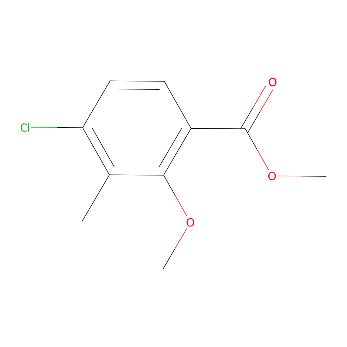 Methyl 4-chloro-2-methoxy-3-methylbenzoate molecular structure, CAS 198344-89-7
