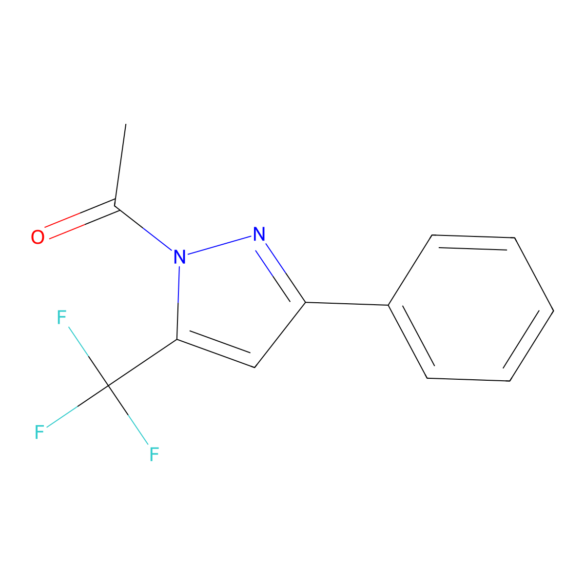 1-[3-Phenyl-5-(trifluoromethyl)pyrazol-1-yl]ethanone molecular structure, CAS 198348-94-6