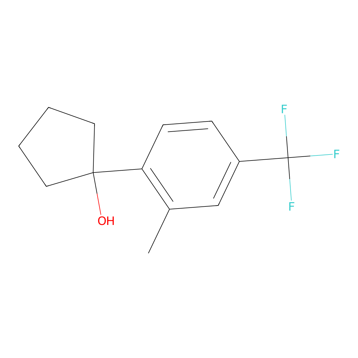 1-(2-Methyl-4-(trifluoromethyl)phenyl)cyclopentanol molecular structure, CAS 1983761-82-5