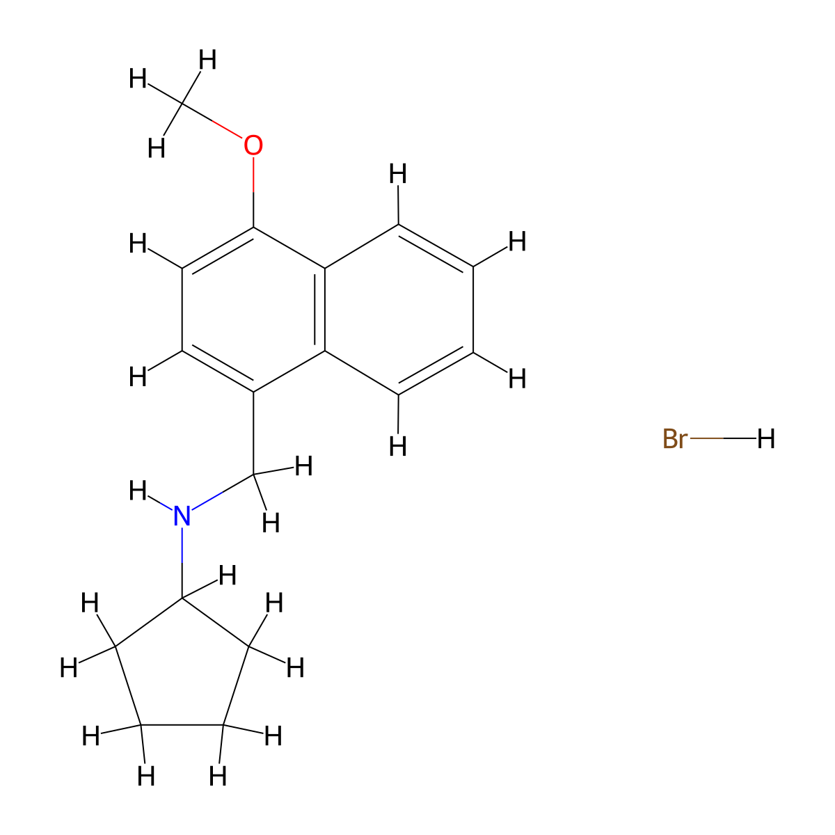 N-[(4-methoxy-1-naphthyl)methyl]cyclopentanamine hydrobromide molecular structure, CAS 1983847-85-3