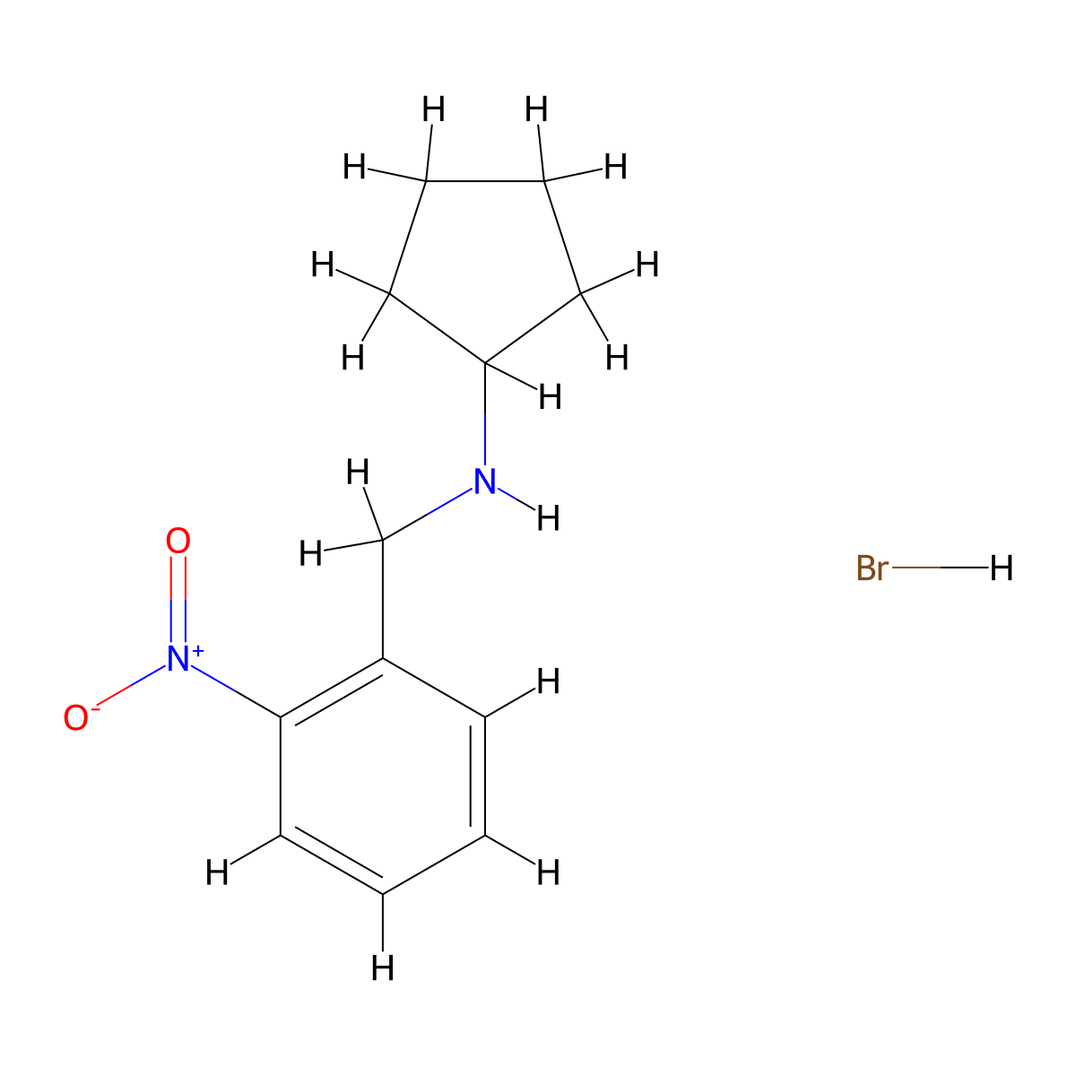 N-(2-nitrobenzyl)cyclopentanamine hydrobromide molecular structure, CAS 1983848-06-1
