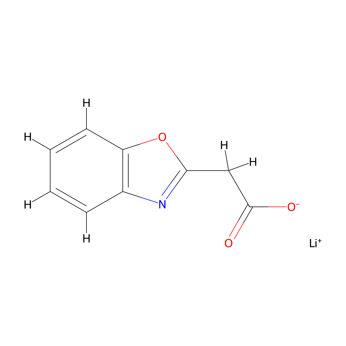 2-(Benzo[D]oxazol-2-YL)acetic acid lithium salt molecular structure, CAS 1983896-34-9