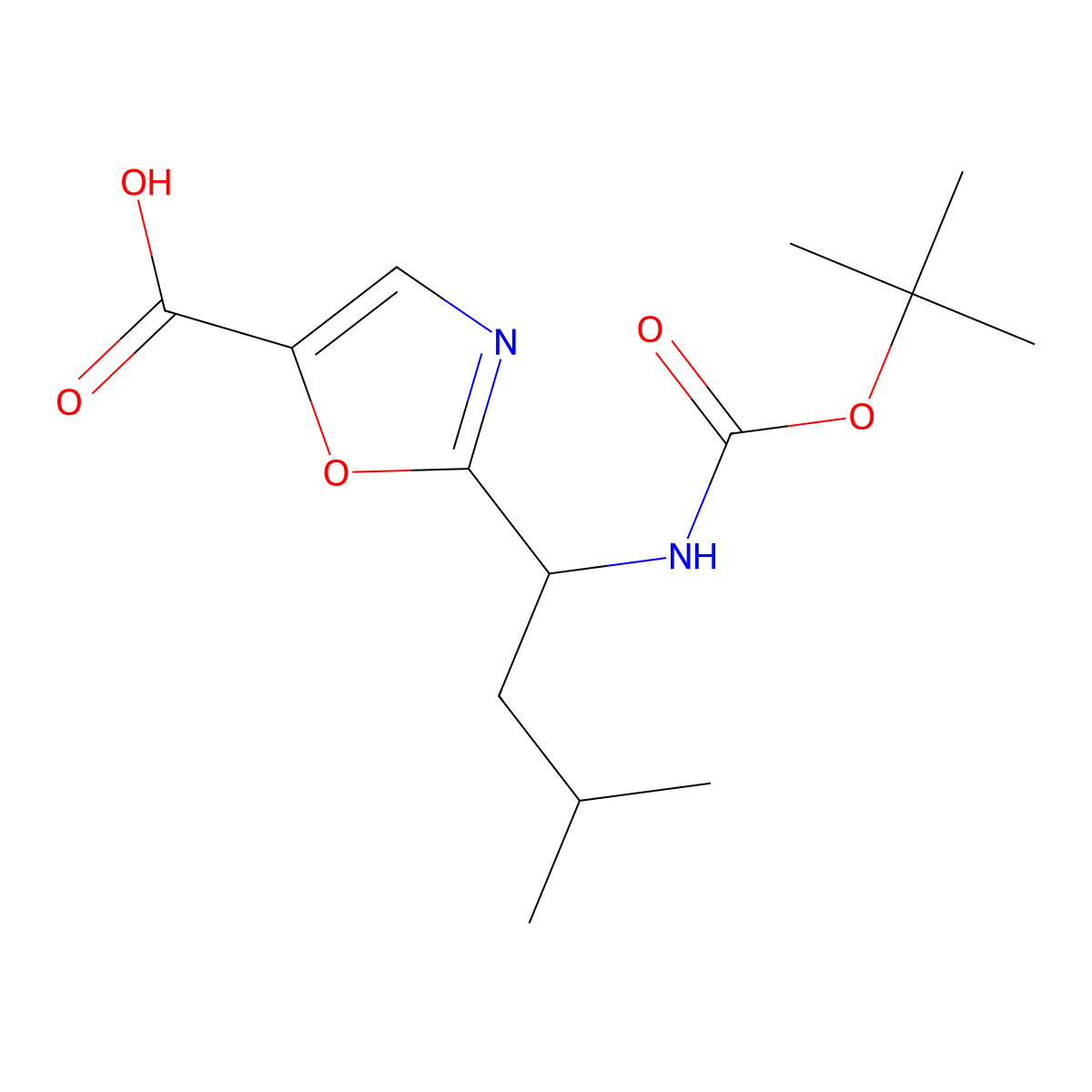 2-[(1S)-1-{[(tert-butoxy)carbonyl]amino}-3-methylbutyl]-1,3-oxazole-5-carboxylic acid molecular structure, CAS 1983913-49-0