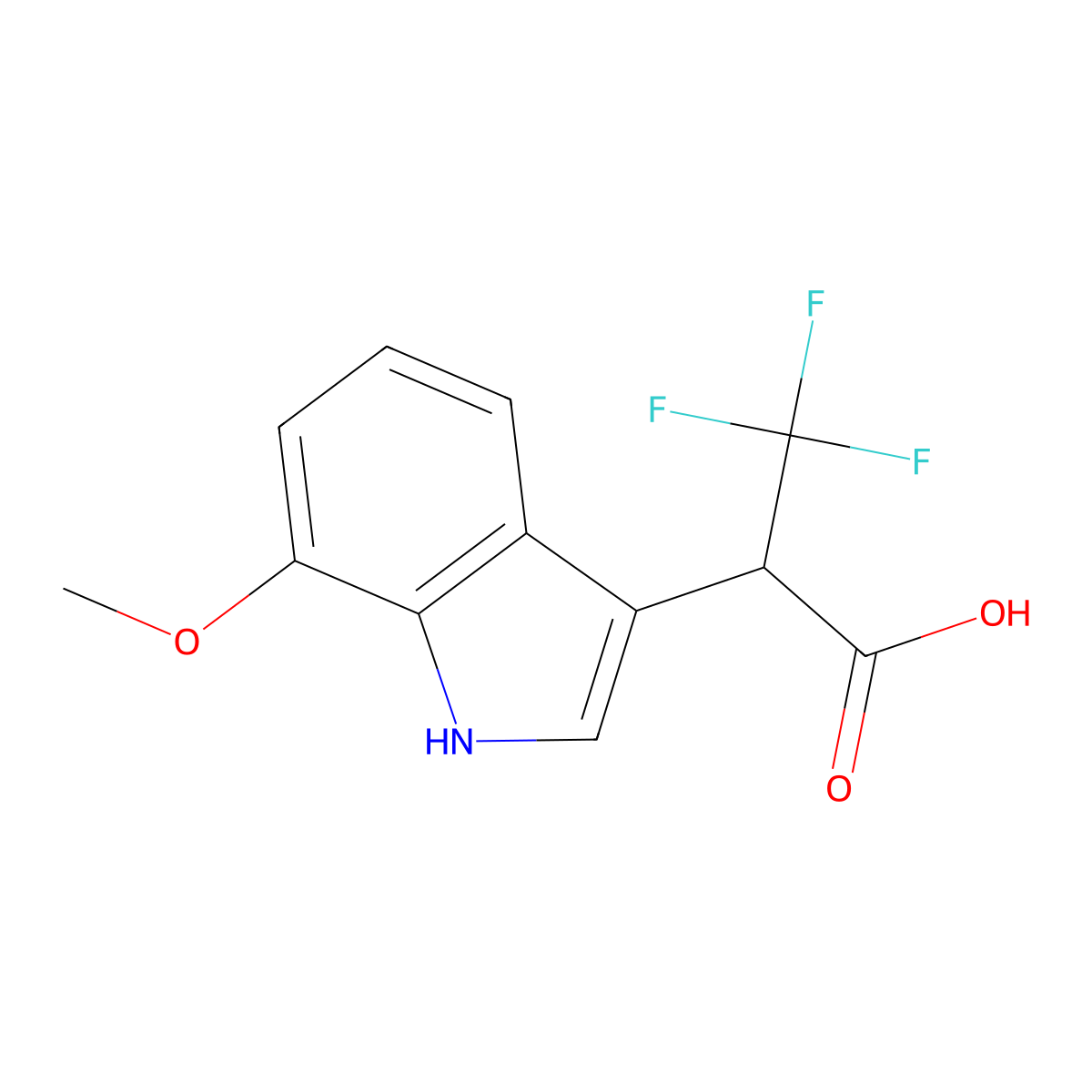 3,3,3-Trifluoro-2-(7-methoxy-1H-indol-3-yl)propanoic acid molecular structure, CAS 1983938-14-2