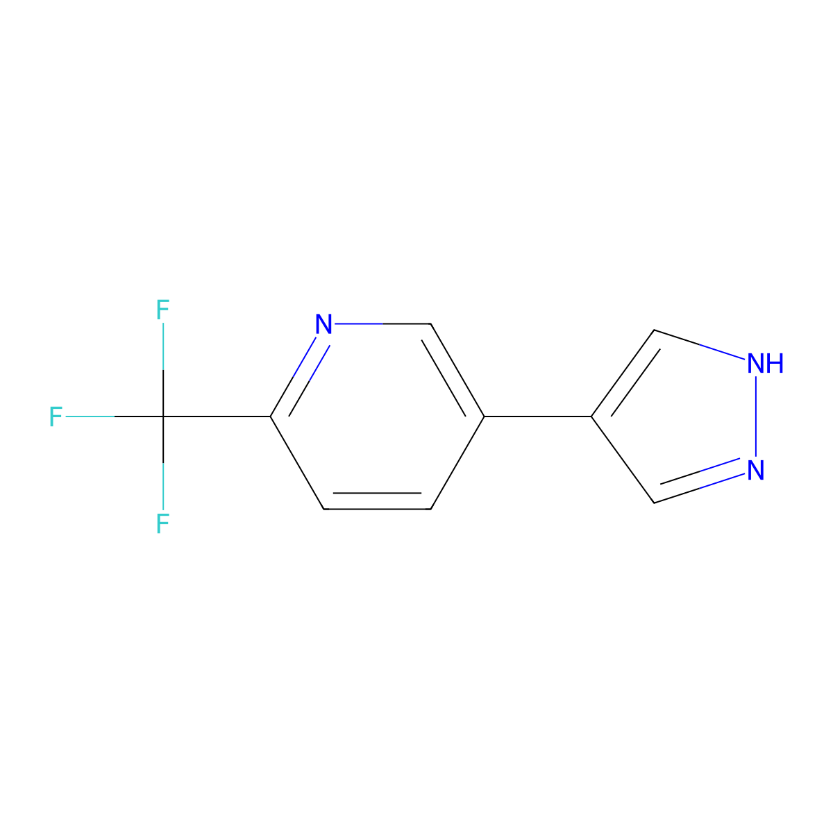 5-(1H-pyrazol-4-yl)-2-(trifluoromethyl)pyridine molecular structure, CAS 1983939-29-2