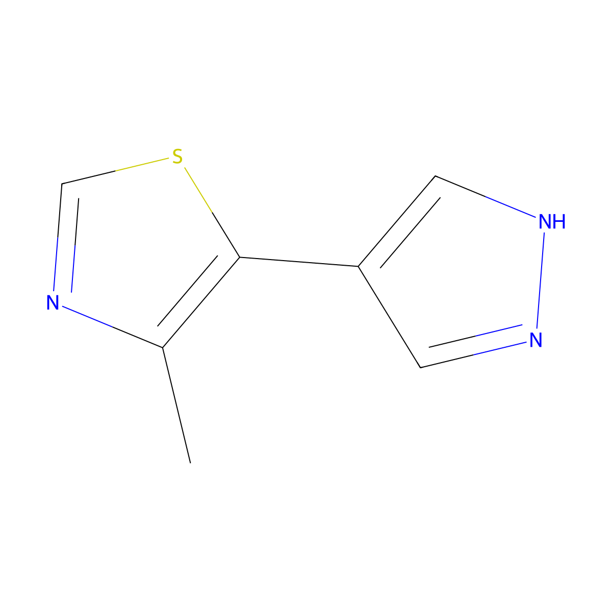4-methyl-5-(1H-pyrazol-4-yl)-1,3-thiazole molecular structure, CAS 1983942-91-1