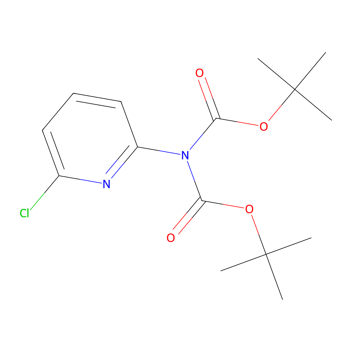 Di-tert-butyl 6-chloropyridin-2-yliminodicarbonate molecular structure, CAS 1983985-13-2
