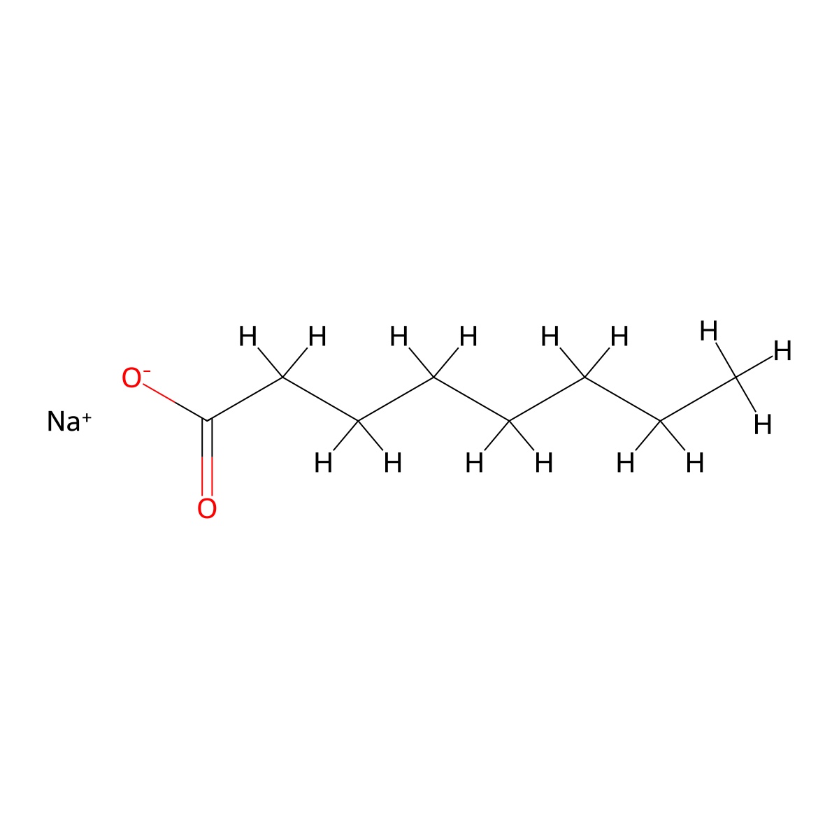 Sodium octanoate molecular structure, CAS 1984-06-1
