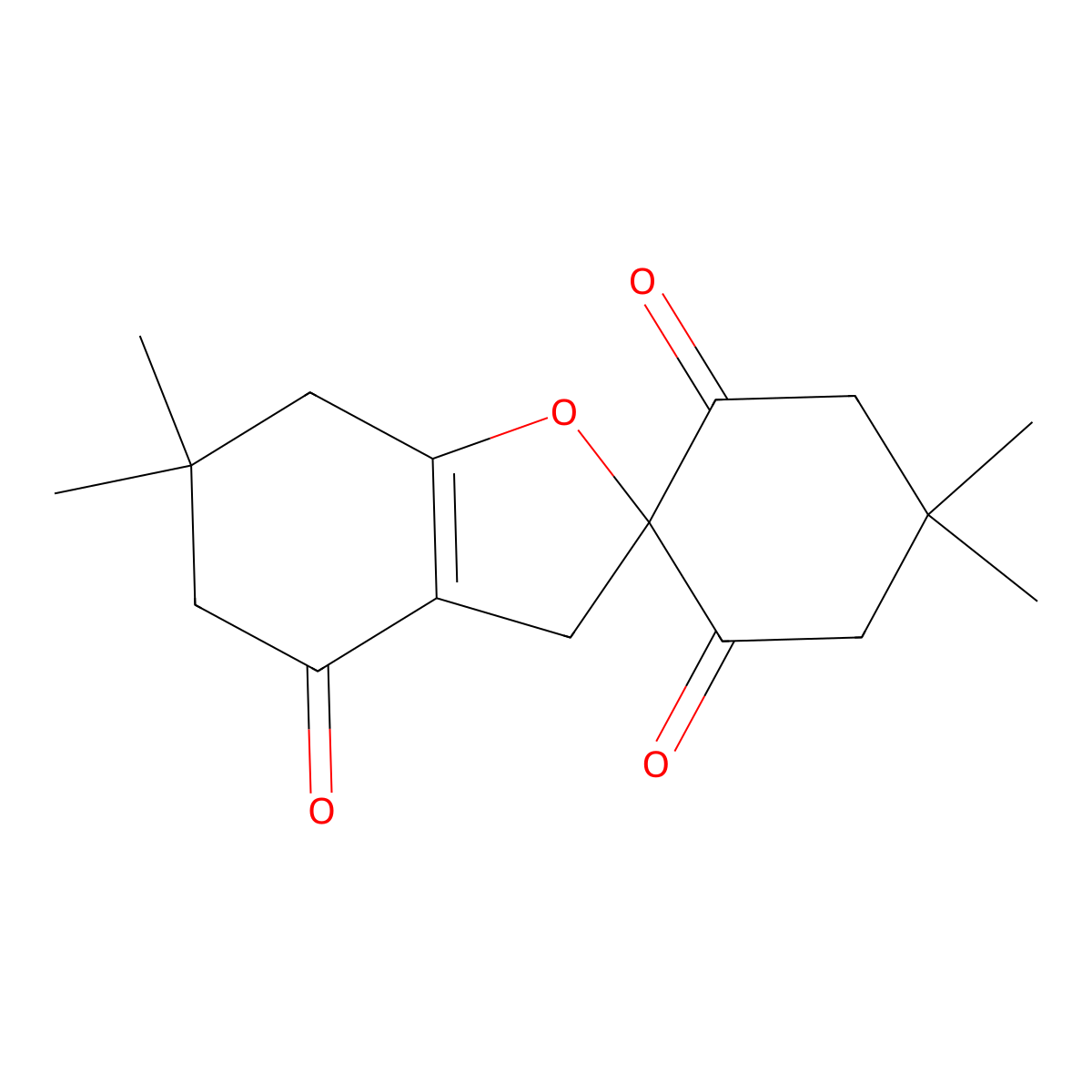3,5,6,7-Tetrahydro-4',4',6,6-tetramethylspiro[benzofuran-2(4H),1'-cyclohexane]-2',4,6'-trione molecular structure, CAS 1984-51-6
