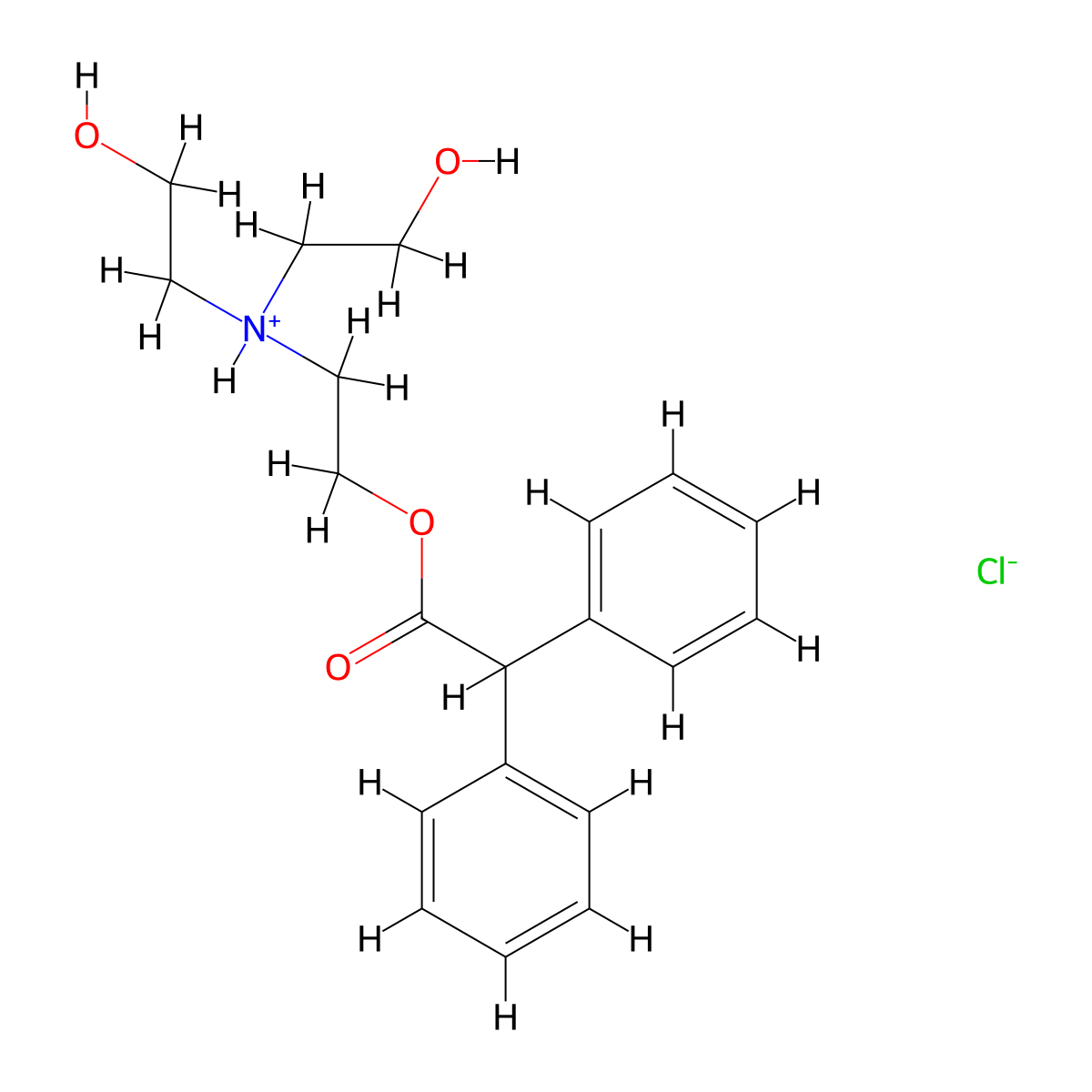 Acetic acid, diphenyl-, 2-(bis(2-hydroxyethyl)amino)ethyl ester, hydrochloride molecular structure, CAS 1984-87-8
