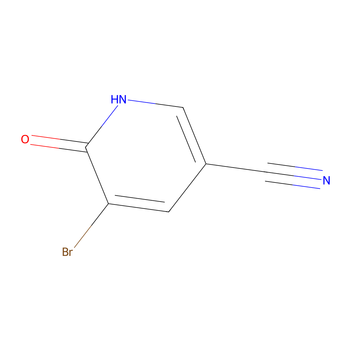 5-Bromo-6-oxo-1,6-dihydropyridine-3-carbonitrile molecular structure, CAS 19840-44-9