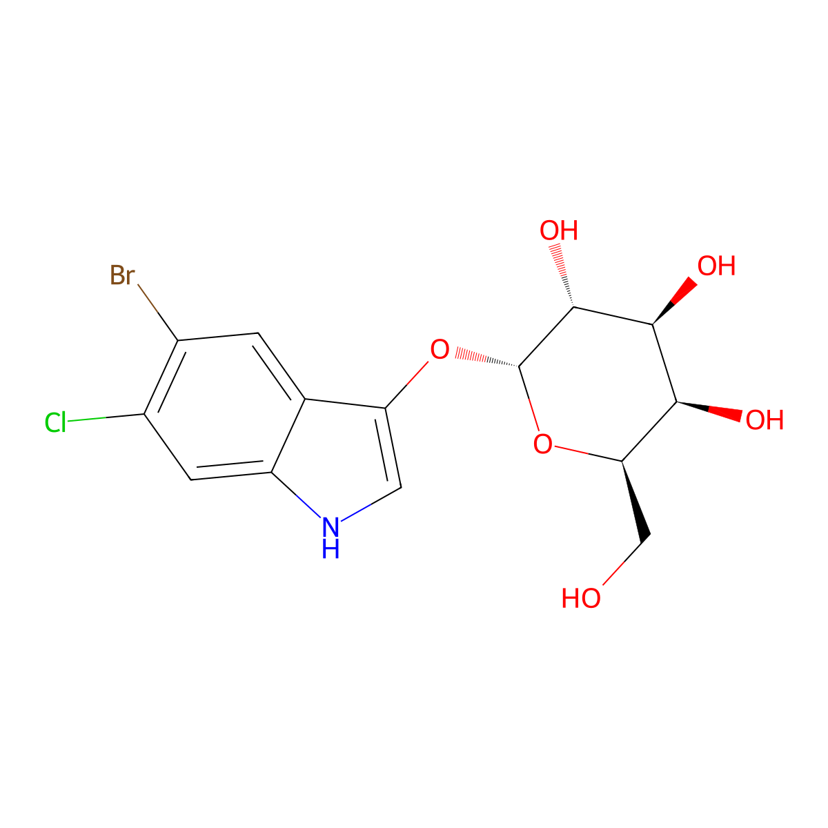 (2R,3R,4S,5R,6R)-2-[(5-bromo-6-chloro-1H-indol-3-yl)oxy]-6-(hydroxymethyl)oxane-3,4,5-triol molecular structure, CAS 198402-60-7