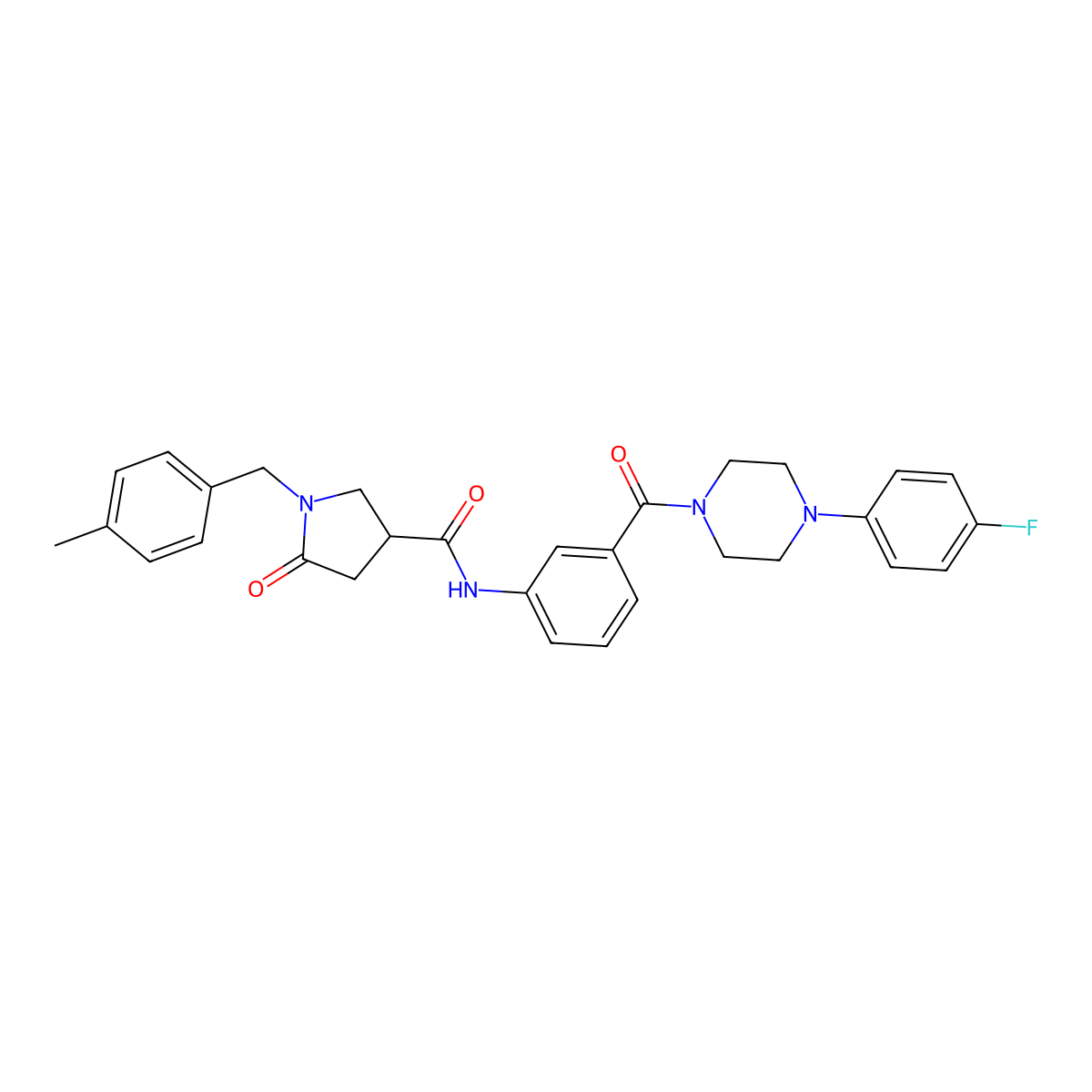 N-(3-{[4-(4-fluorophenyl)piperazin-1-yl]carbonyl}phenyl)-1-(4-methylbenzyl)-5-oxopyrrolidine-3-carboxamide molecular structure, CAS 1984056-09-8