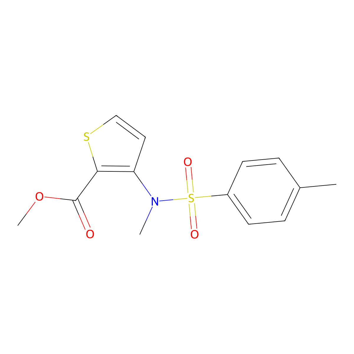 Methyl 3-{methyl[(4-methylphenyl)sulfonyl]amino}thiophene-2-carboxylate molecular structure, CAS 1984073-15-5