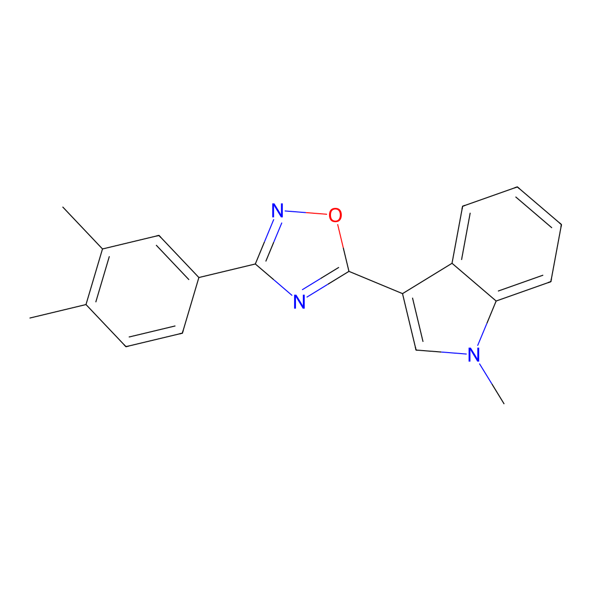 3-[3-(3,4-dimethylphenyl)-1,2,4-oxadiazol-5-yl]-1-methyl-1H-indole molecular structure, CAS 1984073-23-5