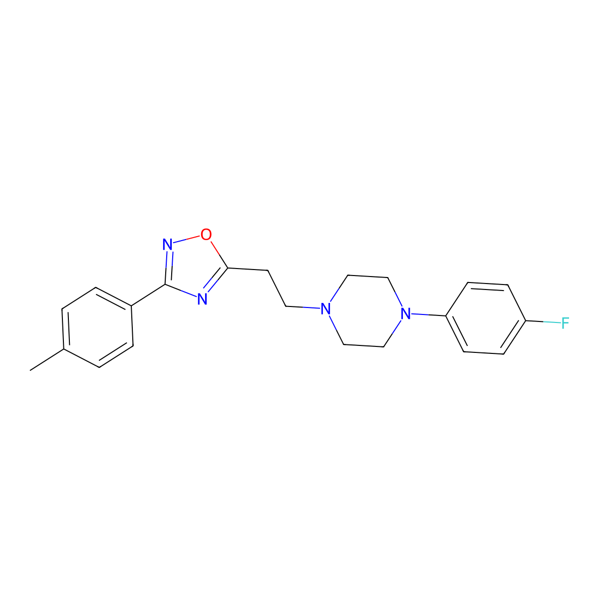 1-(4-Fluorophenyl)-4-{2-[3-(4-methylphenyl)-1,2,4-oxadiazol-5-yl]ethyl}piperazine molecular structure, CAS 1984073-29-1