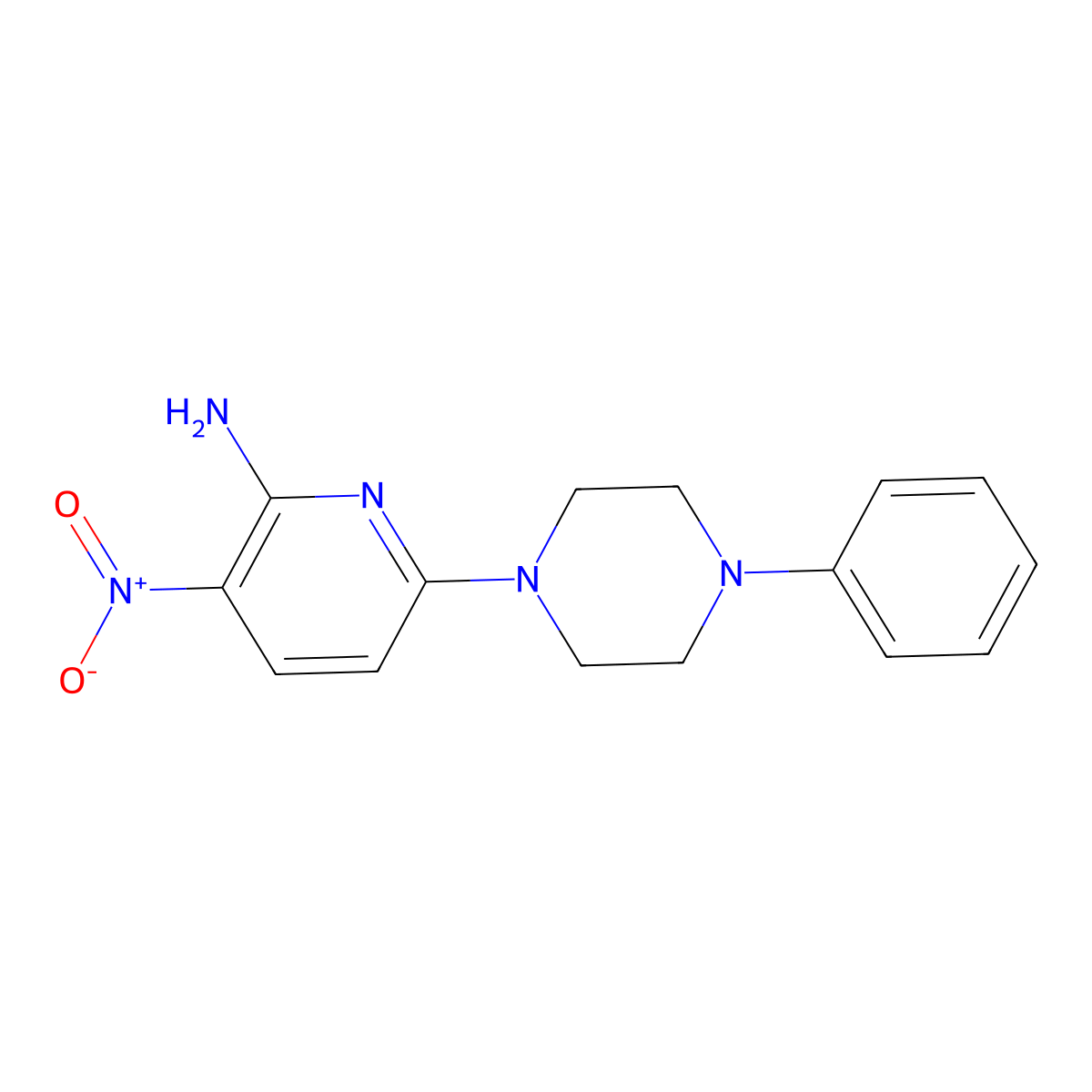 3-Nitro-6-(4-phenylpiperazin-1-yl)pyridin-2-amine molecular structure, CAS 1984073-53-1