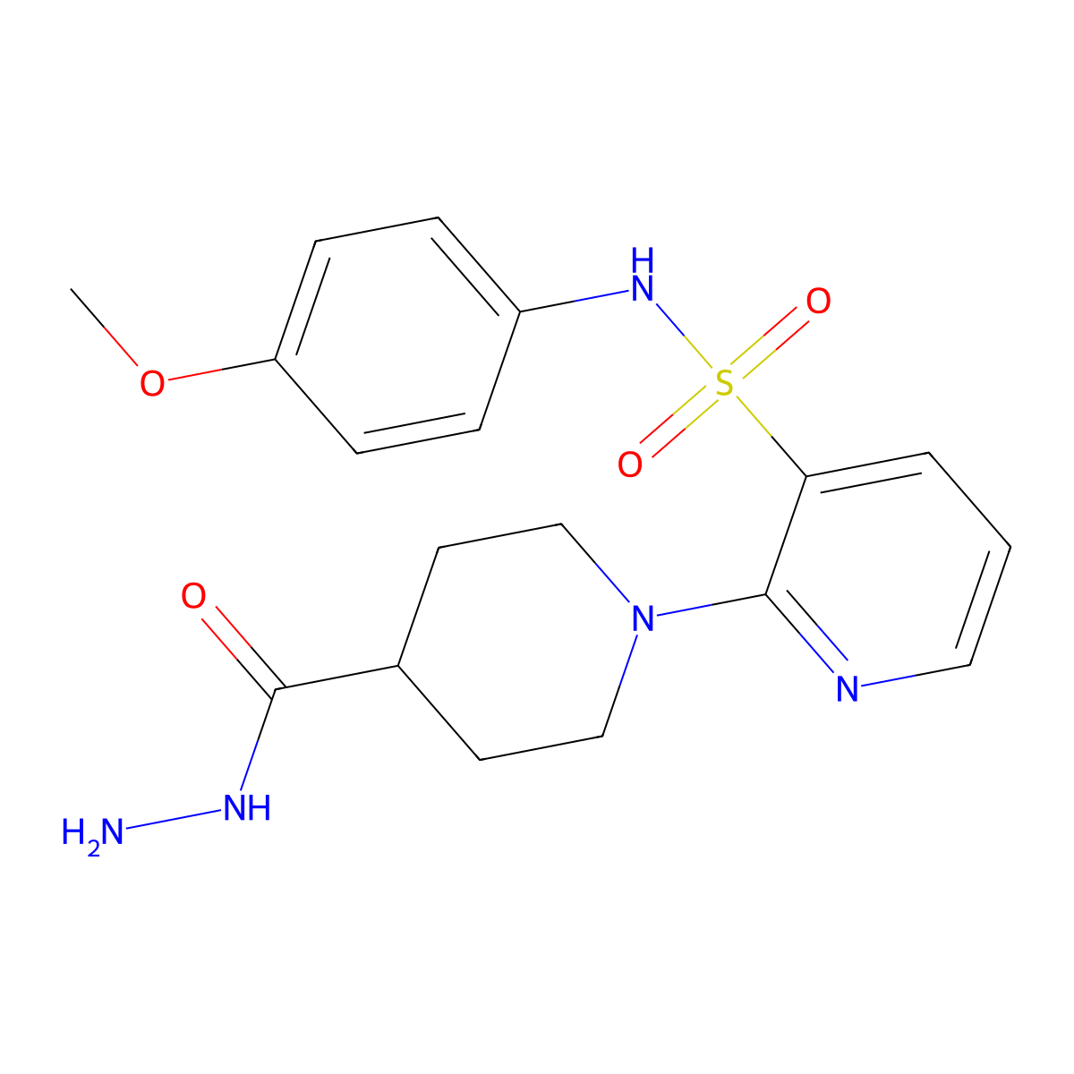 2-[4-(hydrazinocarbonyl)piperidin-1-yl]-N-(4-methoxyphenyl)pyridine-3-sulfonamide molecular structure, CAS 1984073-55-3