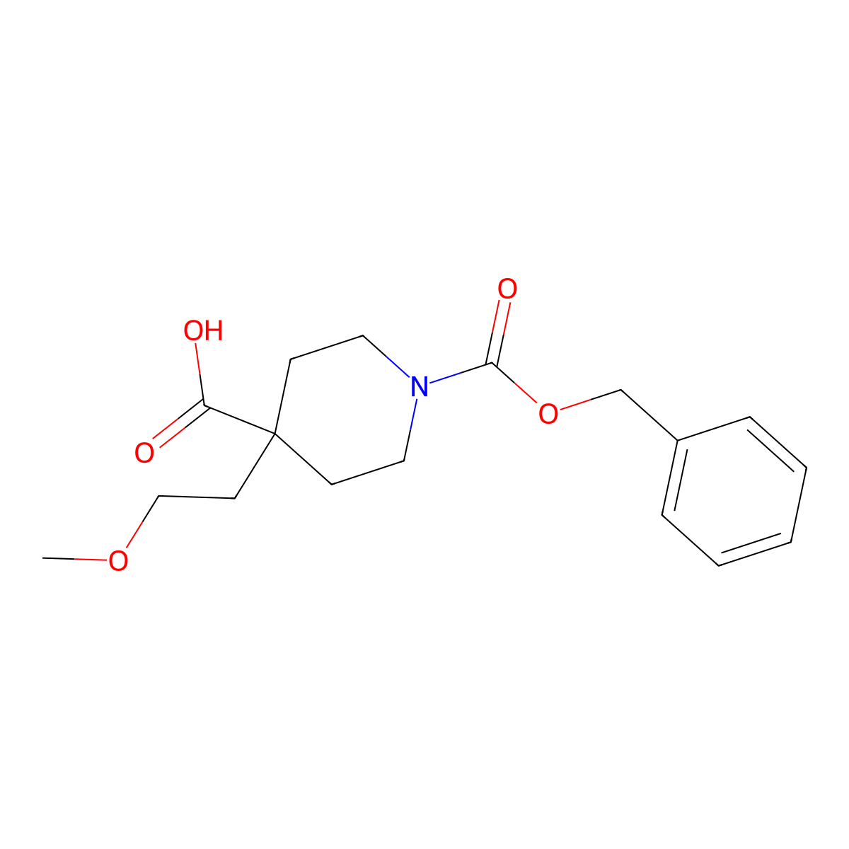1-[(Benzyloxy)carbonyl]-4-(2-methoxyethyl)piperidine-4-carboxylic acid molecular structure, CAS 1984073-94-0