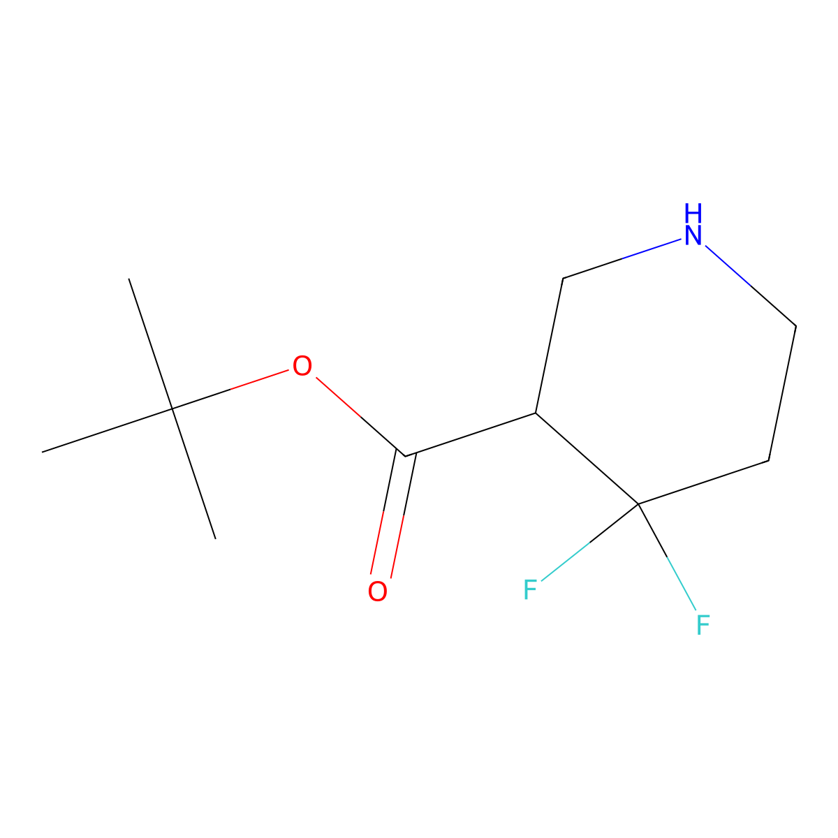 tert-Butyl 4,4-difluoropiperidine-3-carboxylate molecular structure, CAS 1984092-02-5