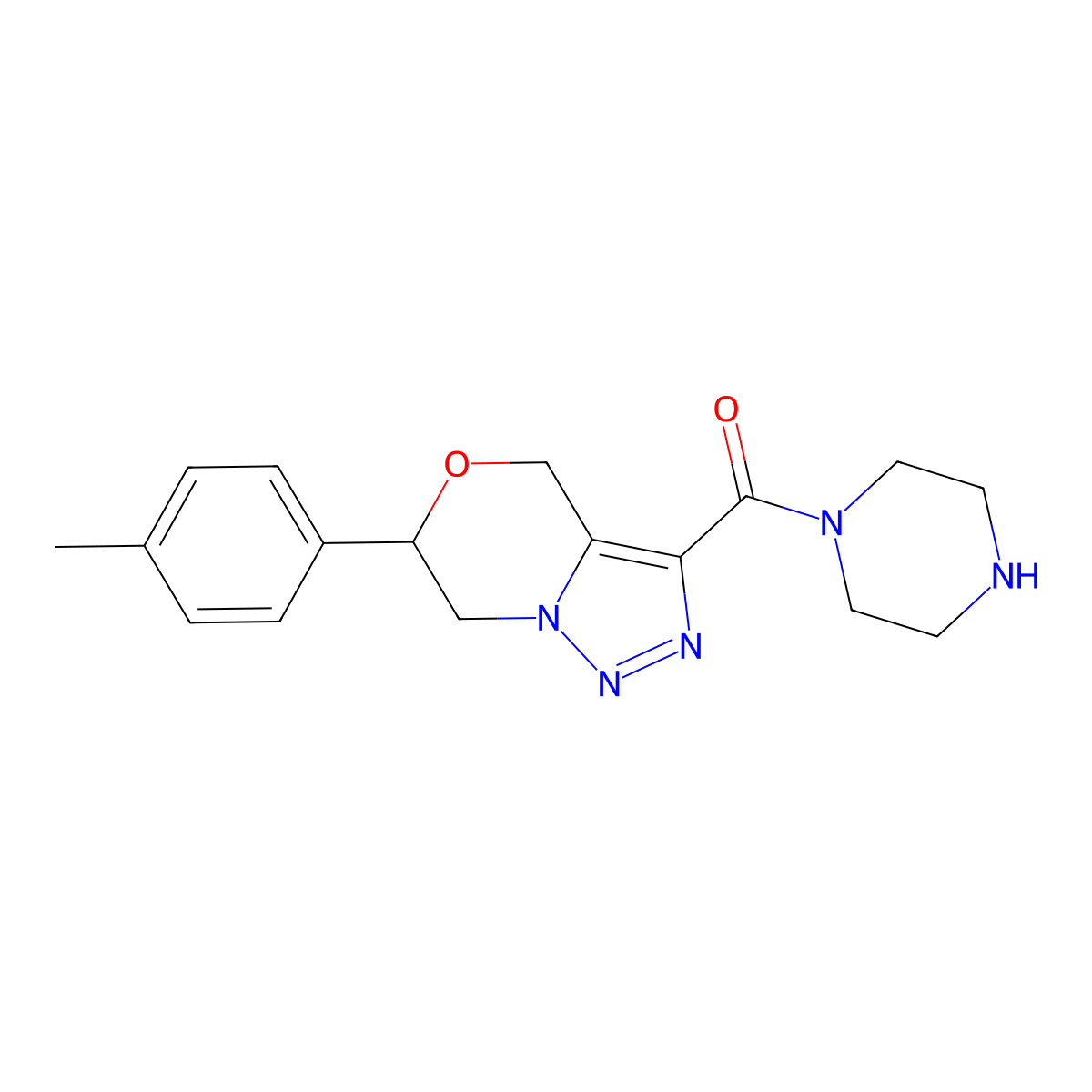 6-(4-methylphenyl)-3-(piperazin-1-ylcarbonyl)-6,7-dihydro-4H-[1,2,3]triazolo[5,1-c][1,4]oxazine molecular structure, CAS 1984092-05-8