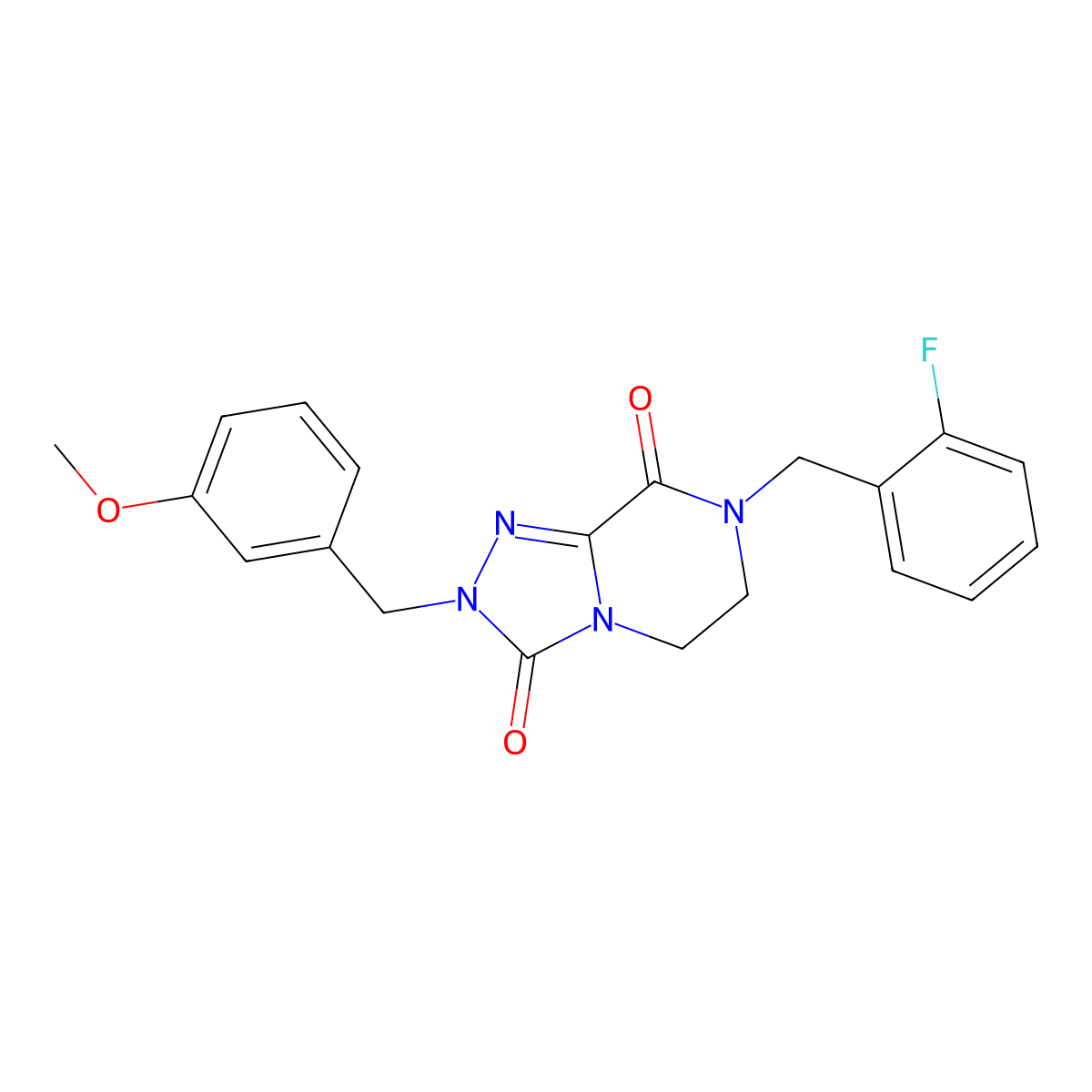 7-(2-fluorobenzyl)-2-(3-methoxybenzyl)-6,7-dihydro[1,2,4]triazolo[4,3-a]pyrazine-3,8(2H,5H)-dione molecular structure, CAS 1984092-31-0