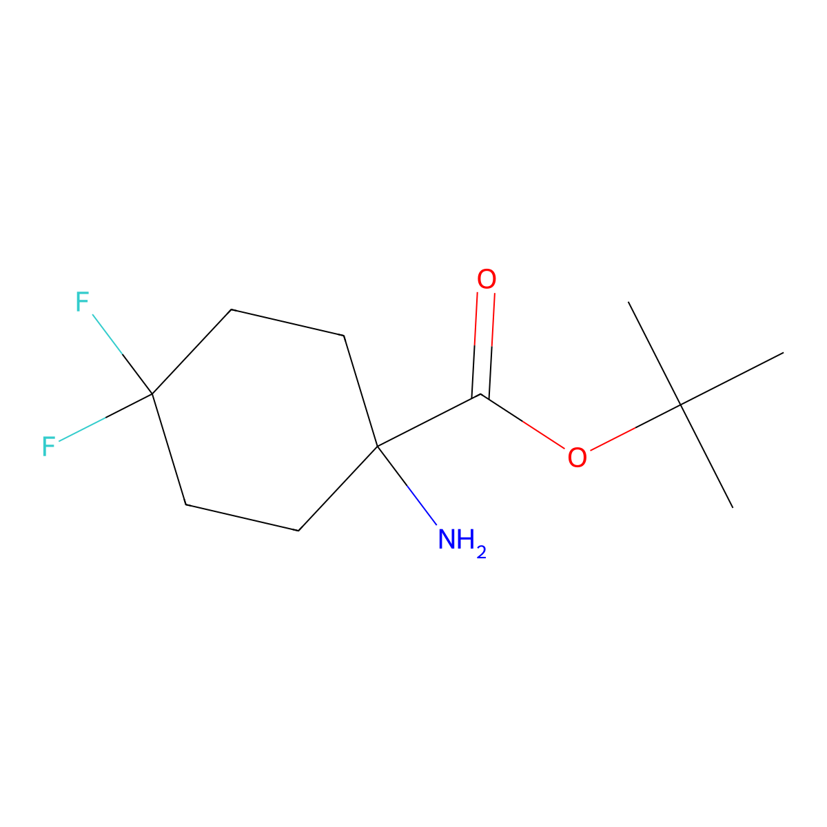 Tert-butyl 1-amino-4,4-difluorocyclohexane-1-carboxylate molecular structure, CAS 1984092-60-5