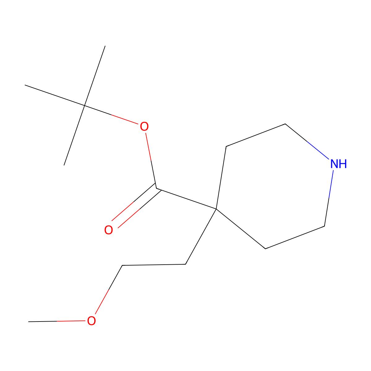 Tert-butyl 4-(2-methoxyethyl)piperidine-4-carboxylate molecular structure, CAS 1984094-12-3