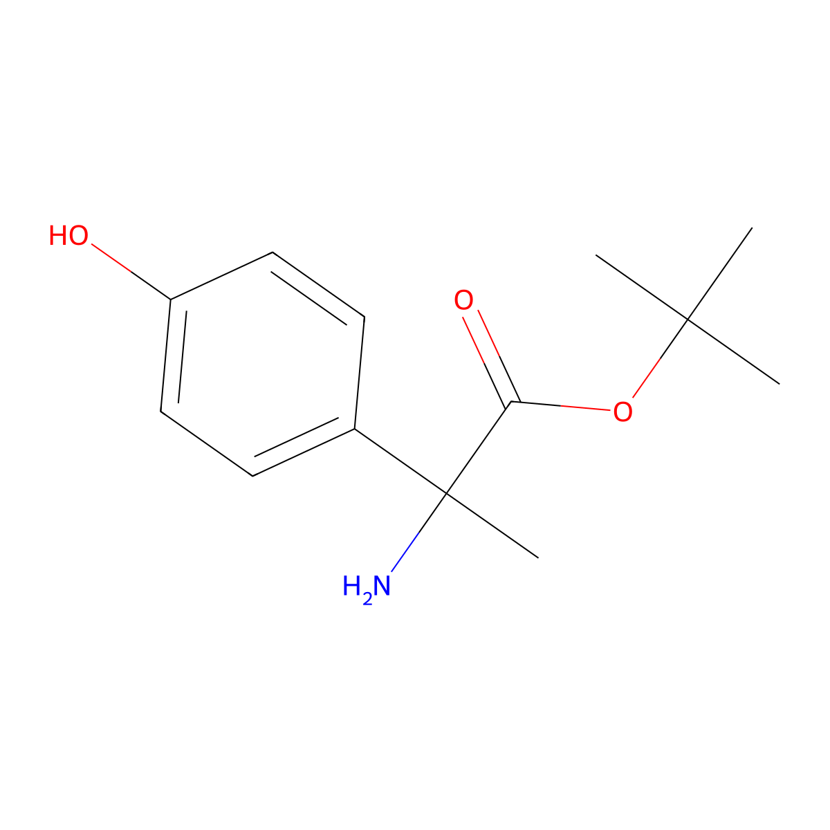 Tert-butyl 2-amino-2-(4-hydroxyphenyl)propanoate molecular structure, CAS 1984094-20-3
