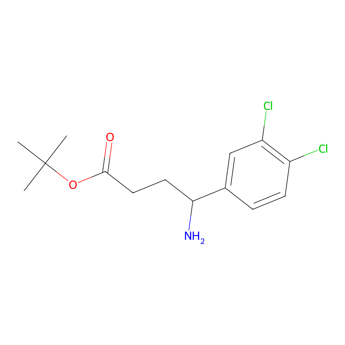 Tert-butyl 4-amino-4-(3,4-dichlorophenyl)butanoate molecular structure, CAS 1984094-41-8