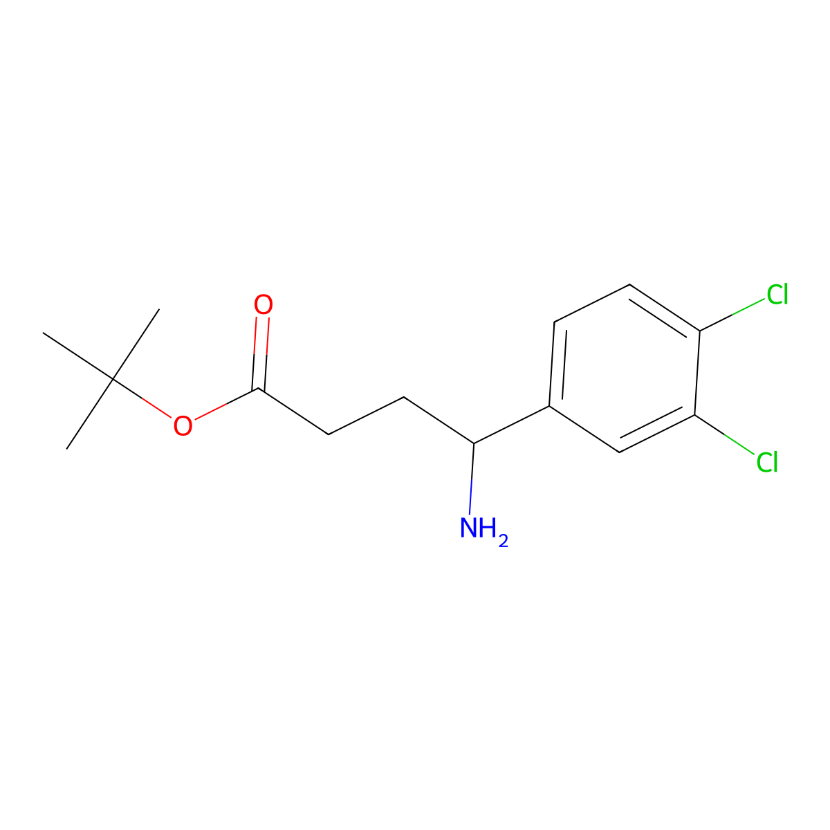 Tert-butyl 4-amino-4-(3,4-dichlorophenyl)butanoate molecular structure, CAS 1984094-41-8
