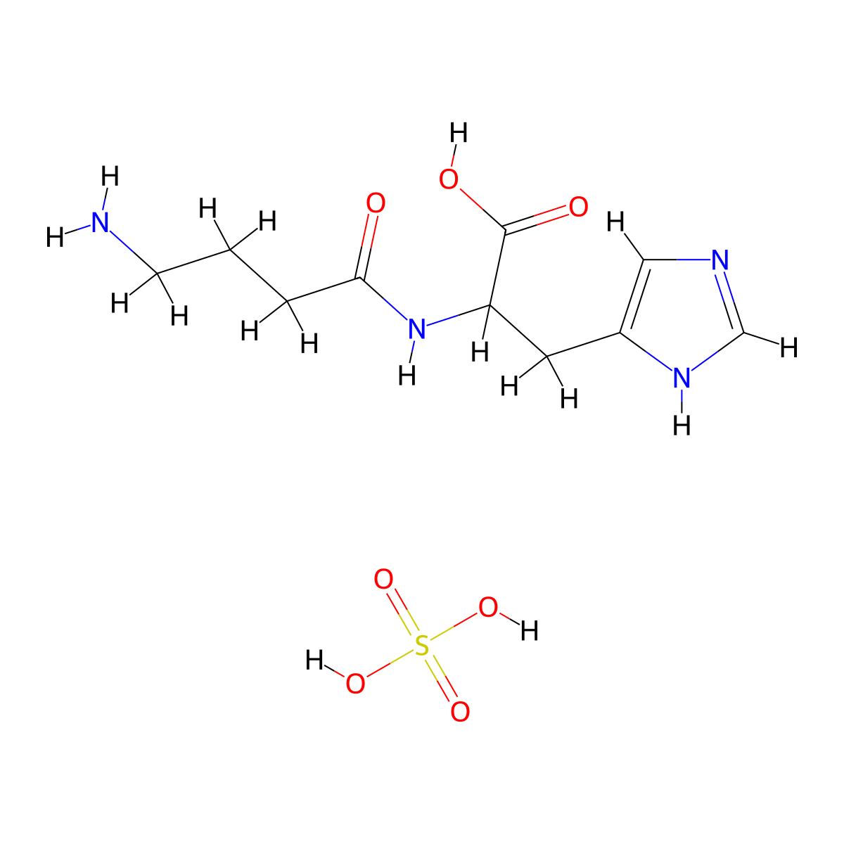 Homocarnosine sulphate molecular structure, CAS 19841-48-6