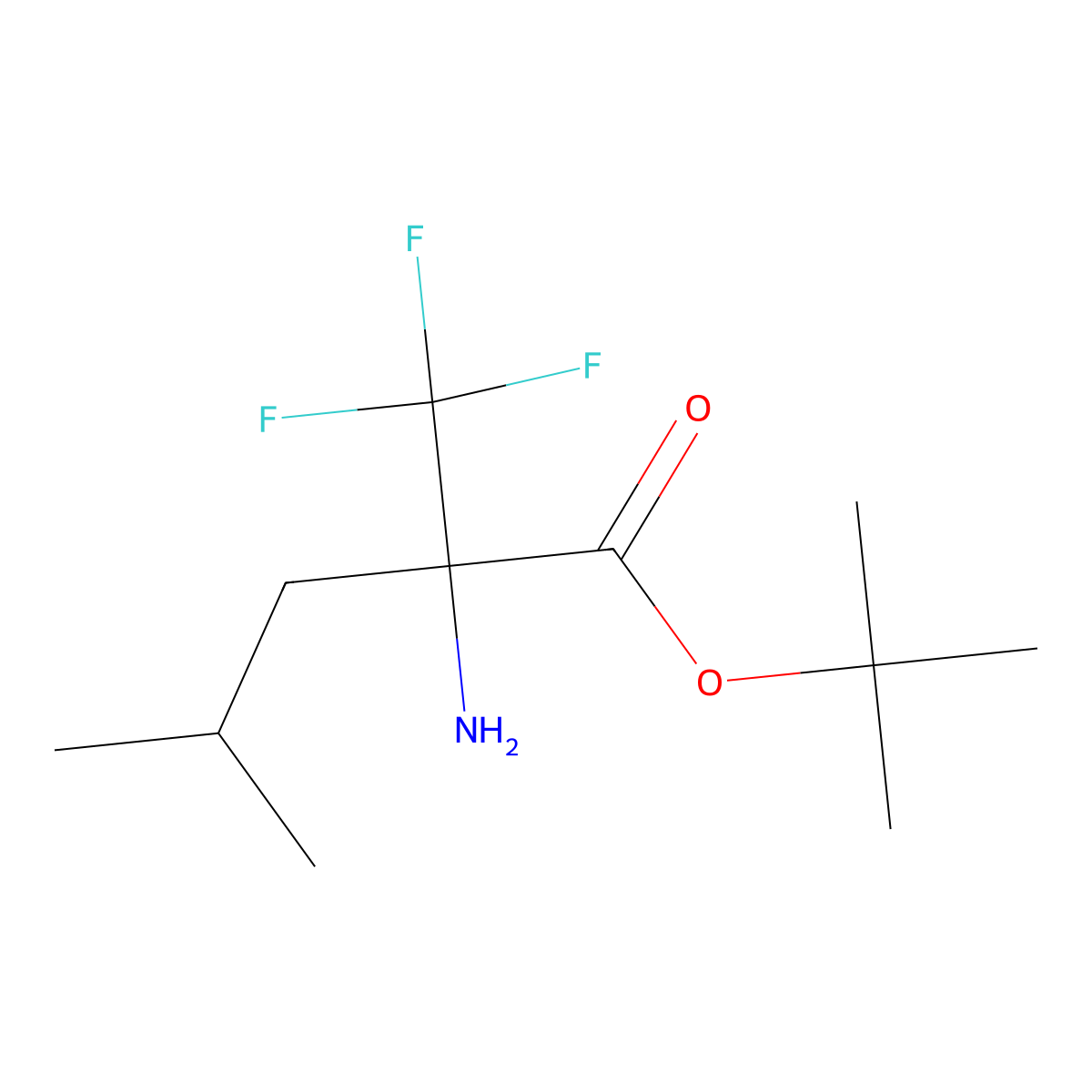 Tert-butyl 2-amino-4-methyl-2-(trifluoromethyl)pentanoate molecular structure, CAS 1984110-35-1