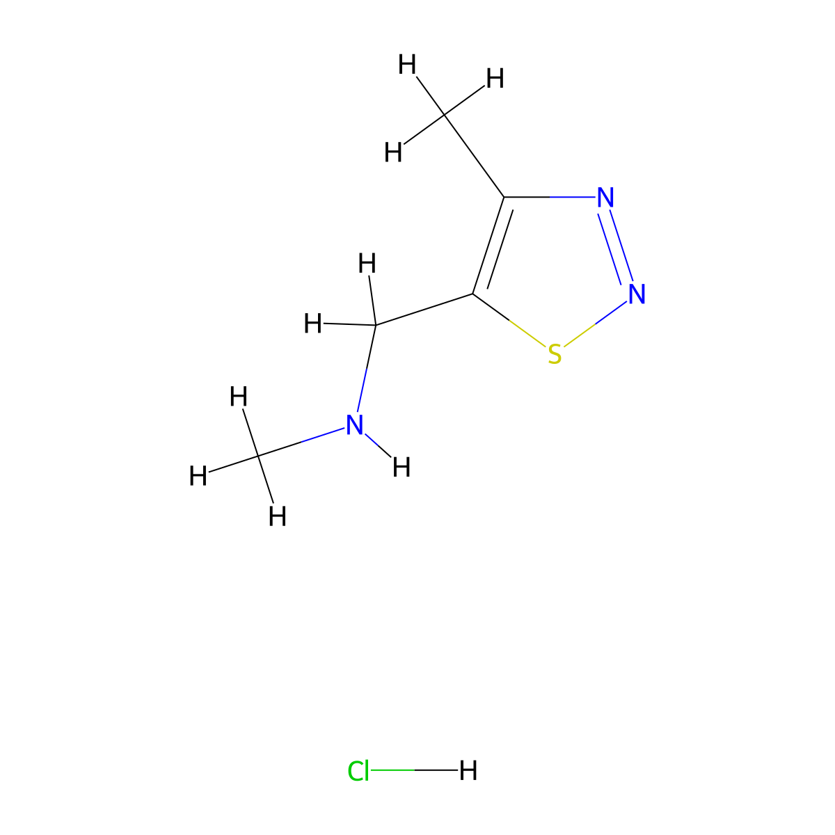 Methyl[(4-methyl-1,2,3-thiadiazol-5-yl)methyl]amine hydrochloride molecular structure, CAS 1984117-70-5