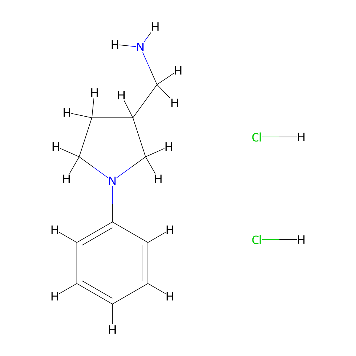 [(1-Phenylpyrrolidin-3-yl)methyl]amine dihydrochloride molecular structure, CAS 1984136-31-3