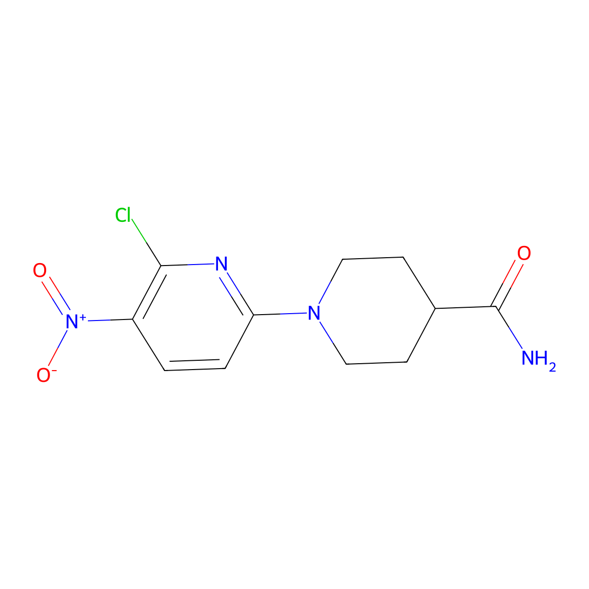 1-(6-Chloro-5-nitropyridin-2-yl)piperidine-4-carboxamide molecular structure, CAS 1984137-42-9